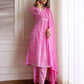 Skylee Pink Cotton Printed Anarkali Kurta Set for Women