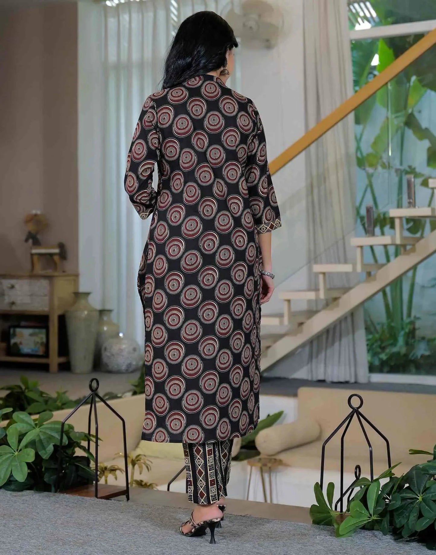 Cotton Printed Straight Mandarin Collar Kurta with Pant & Dupatta