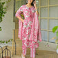 Cotton Straight Printed Keyhole Neck Kurta with Pant & Dupatta