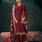 Silk Blend Embroidered Straight Kurta with Pant & Dupatta