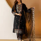 Black Silk Embroidered Straight Kurta Set with Pant & Dupatta under 1299 