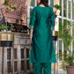 Green Silk Blend Woven Straight Kurta Set for Women with Pant & Dupatta