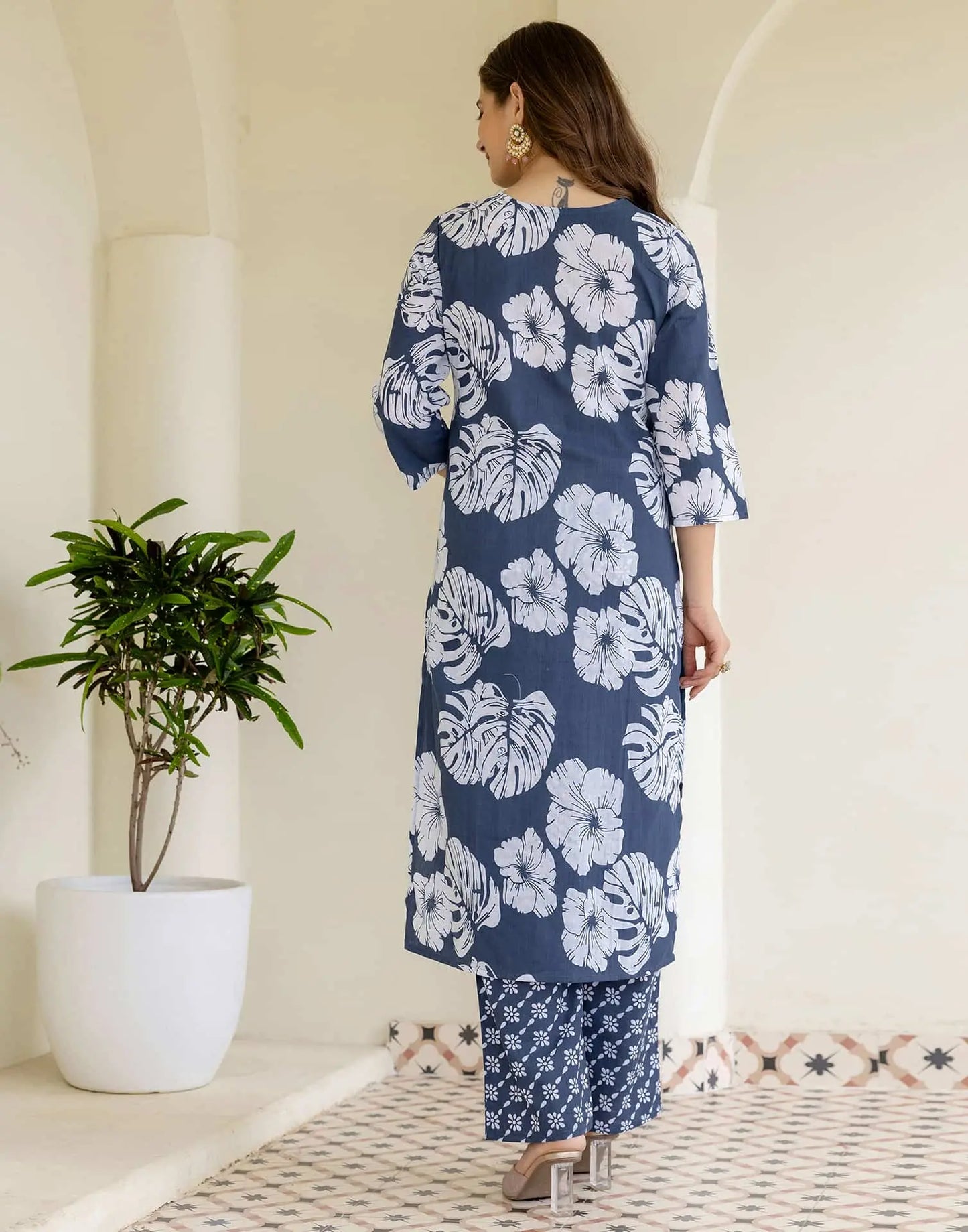 Cotton Printed Straight Kurta with Pant & Dupatta