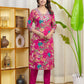 Pink Cotton Printed Straight Kurta Set with Pant & Dupatta for Women under 999