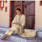 Beige Silk Embroidered and Sequins Work Straight Kurta Set with Pant & Dupatta for Women
