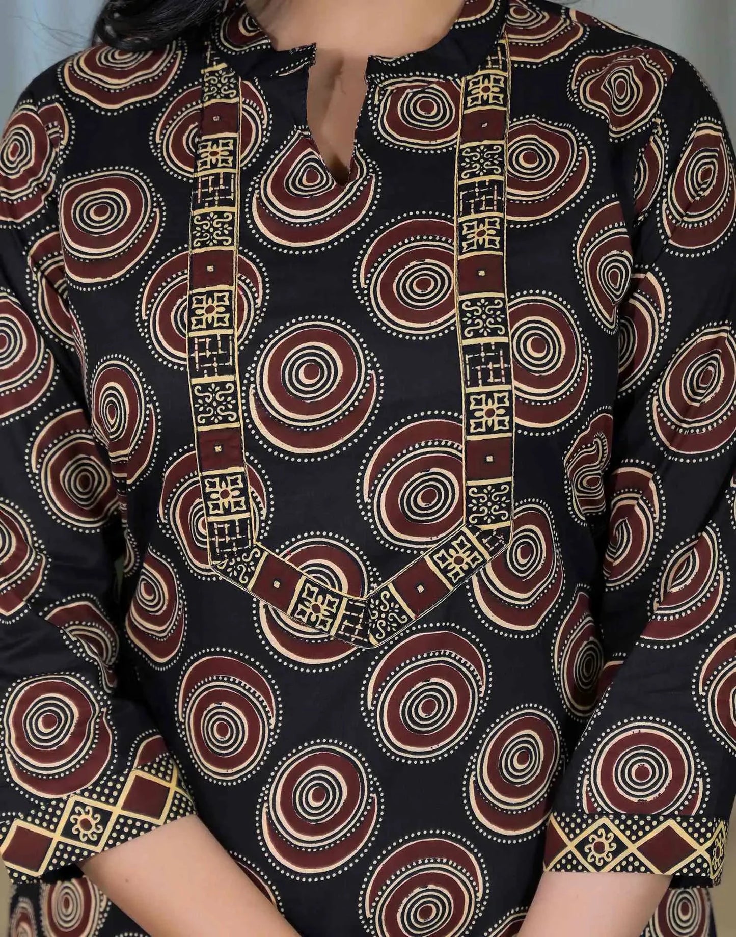 Cotton Printed Straight Mandarin Collar Kurta with Pant & Dupatta