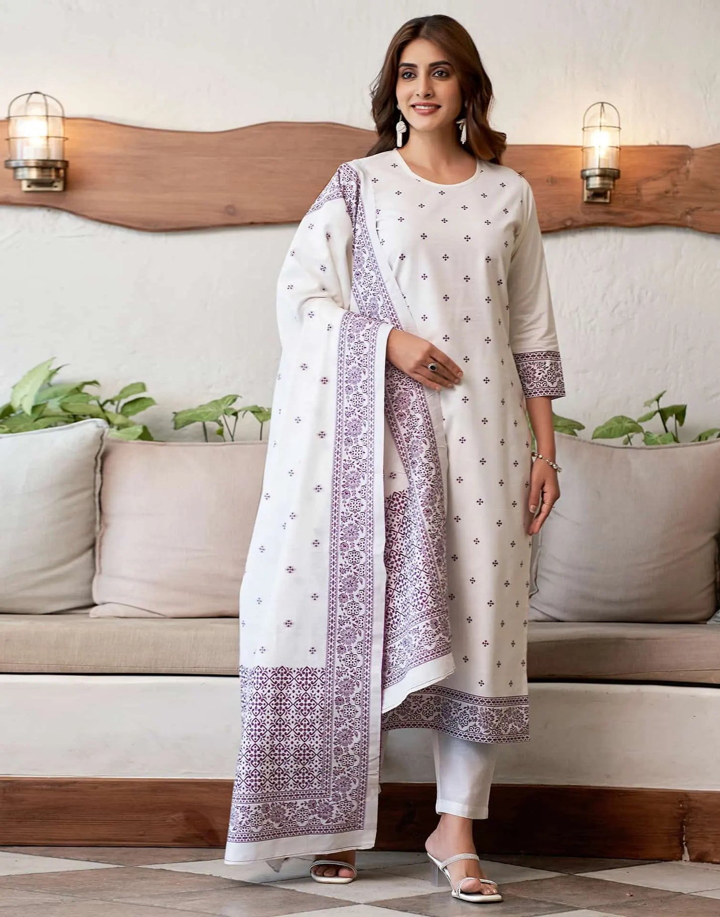 round neck kurta set 