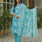 Cotton Printed Straight Kurta with Pant & Dupatta