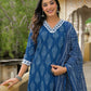 Cotton Printed V-Neck Straight Kurta with Pant & Dupatta