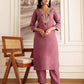 Affordable Pink Silk Embroidered Straight Kurta Set
