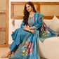 Affordable Blue Silk Embroidered Straight Kurta Set under 999