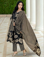 Skylee Viscose Rayon Floral Print Straight 3 Piece Kurta Set For Woman