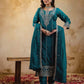 Blue Silk Embroidered Kurta Set with Pant & Dupatta