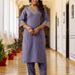 Silk Blend Embroidery and Sequins Work Straight Kurta with Pant & Dupatta