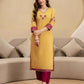 Silk Straight Embroidery V-Neck Kurta with Pant & Dupatta