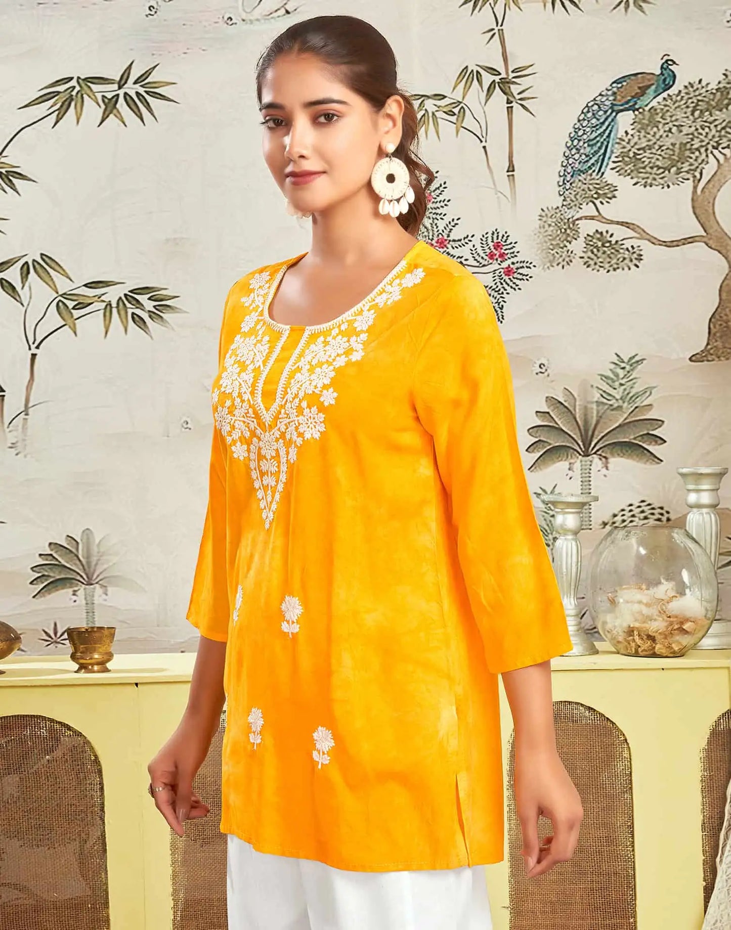 Rayon Embroidered Straight Kurti