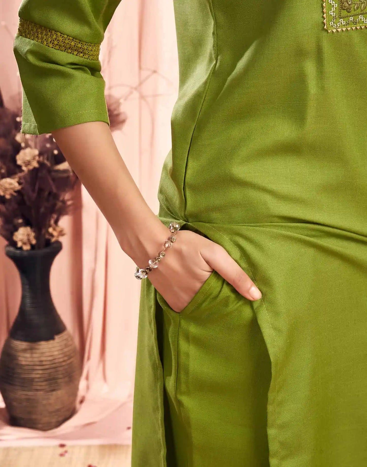 Embroidered Sequence Straight Kurta Set for Women Festive Wear