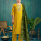 Cotton Blend Embroidery and Lace Straight Kurta with Pant & Dupatta