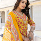 Cotton Blend Foil Printed and Printed Lace Straight Kurta with Pant & Dupatta