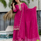 Silk Embroidered Straight Kurta with Pant & Dupatta
