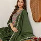 Green Silk Embroidered Straight Kurta Set with Pant and Dupatta for Women under 1299