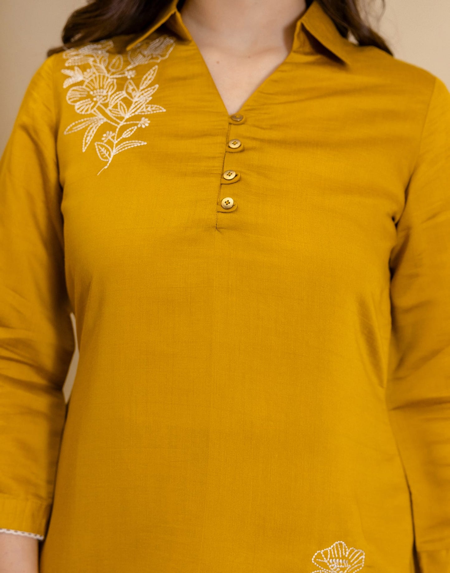 Silk Blend Plain V-Neck Co-ord Set