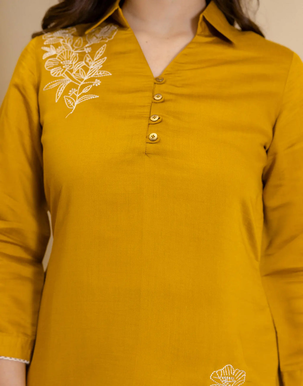 Silk Blend Plain V-Neck Co-ord Set