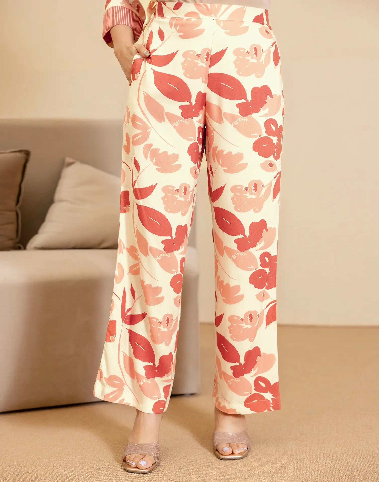 Rayon Printed V-Neck Co-ord Set