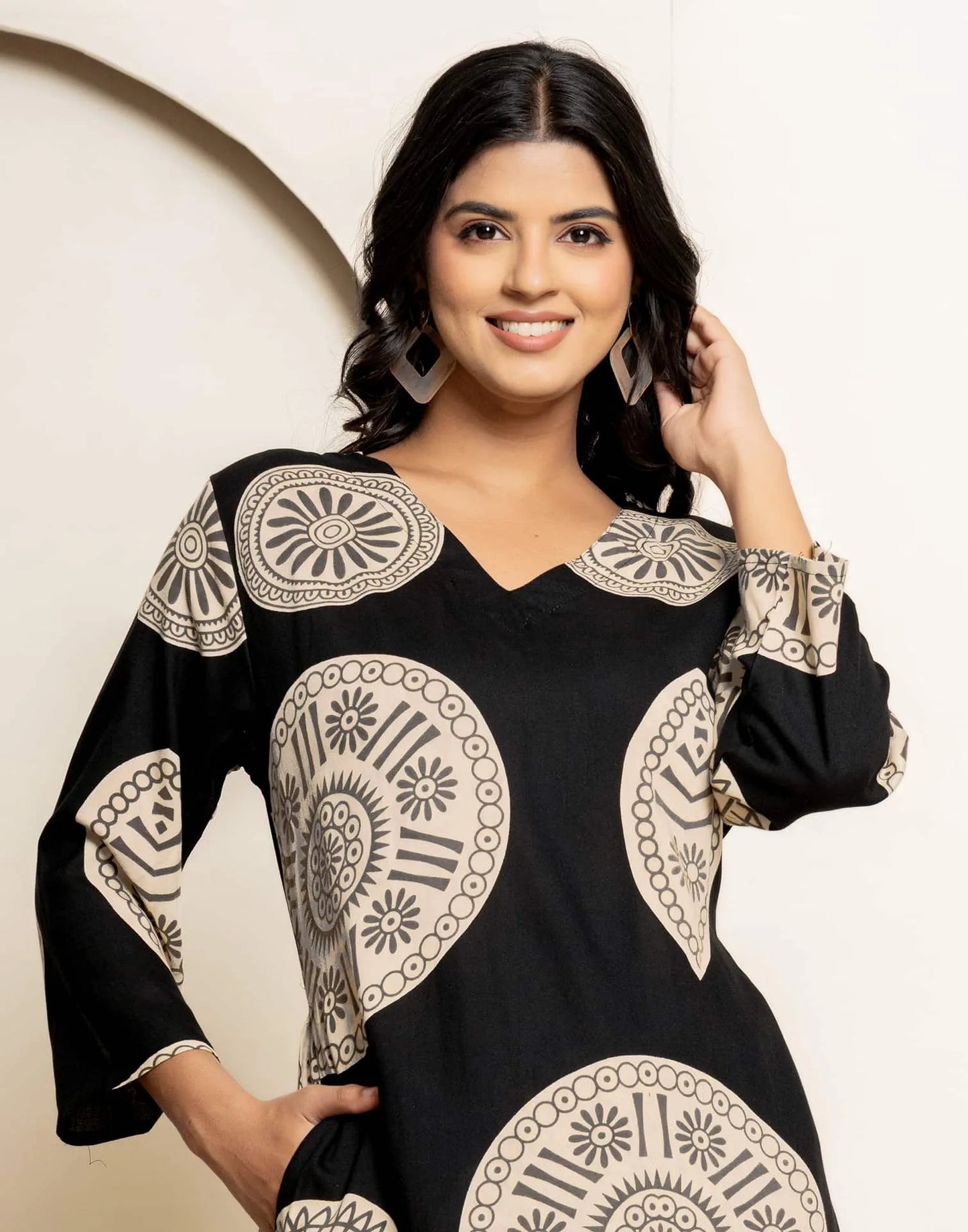 Cotton Printed V-Neck Co-ord Set