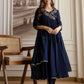 Affordable Blue Cotton Embroidered Anarkali Kurti Set