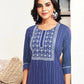 Cotton Embroidered Straight Round Neck Kurtis