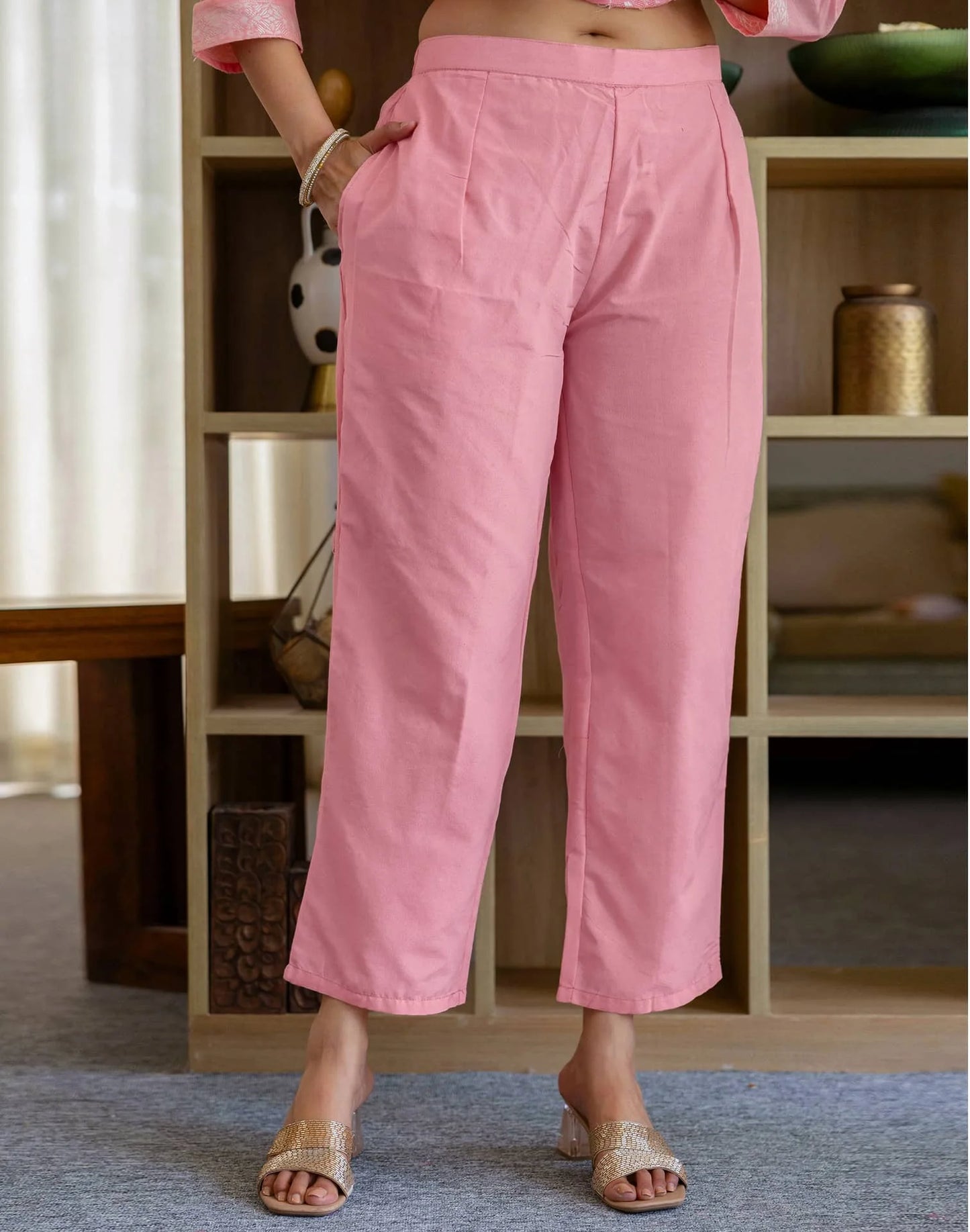 Cotton Weaving Straight Kurta with Pant & Dupatta