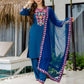 Chinnon Straight Embroidery Round Neck Kurta with Pant & Dupatta
