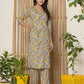 Cotton Straight Printed V-Neck Kurta with Pant & Dupatta