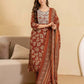 Cotton Printed Straight Kurta with Pant & Dupatta