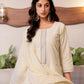 Cotton Solid and Jacquard A-Line Kurta with Pant & Dupatta