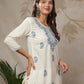 Rayon Chikankari Straight Round Neck Short Kurti