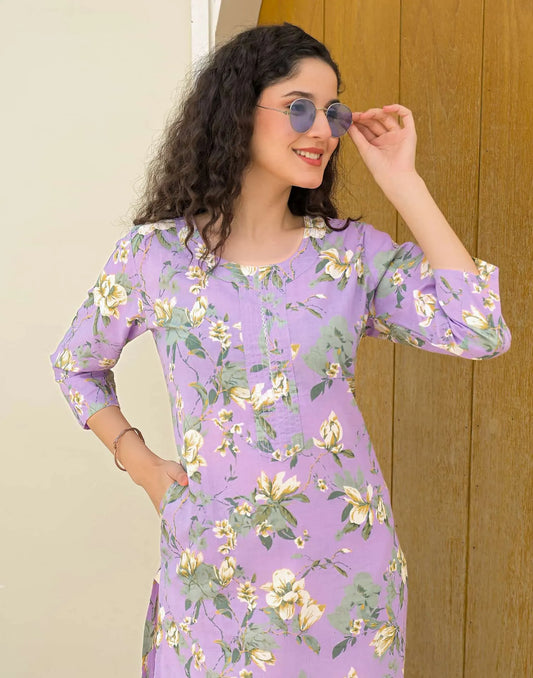 Cotton Printed Straight Kurti