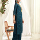 Silk Blend Embroidered Straight Kurta with Pant & Dupatta