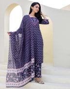 Skylee Viscose Rayon Embroidered Straight 3 Piece Kurta Set For Woman