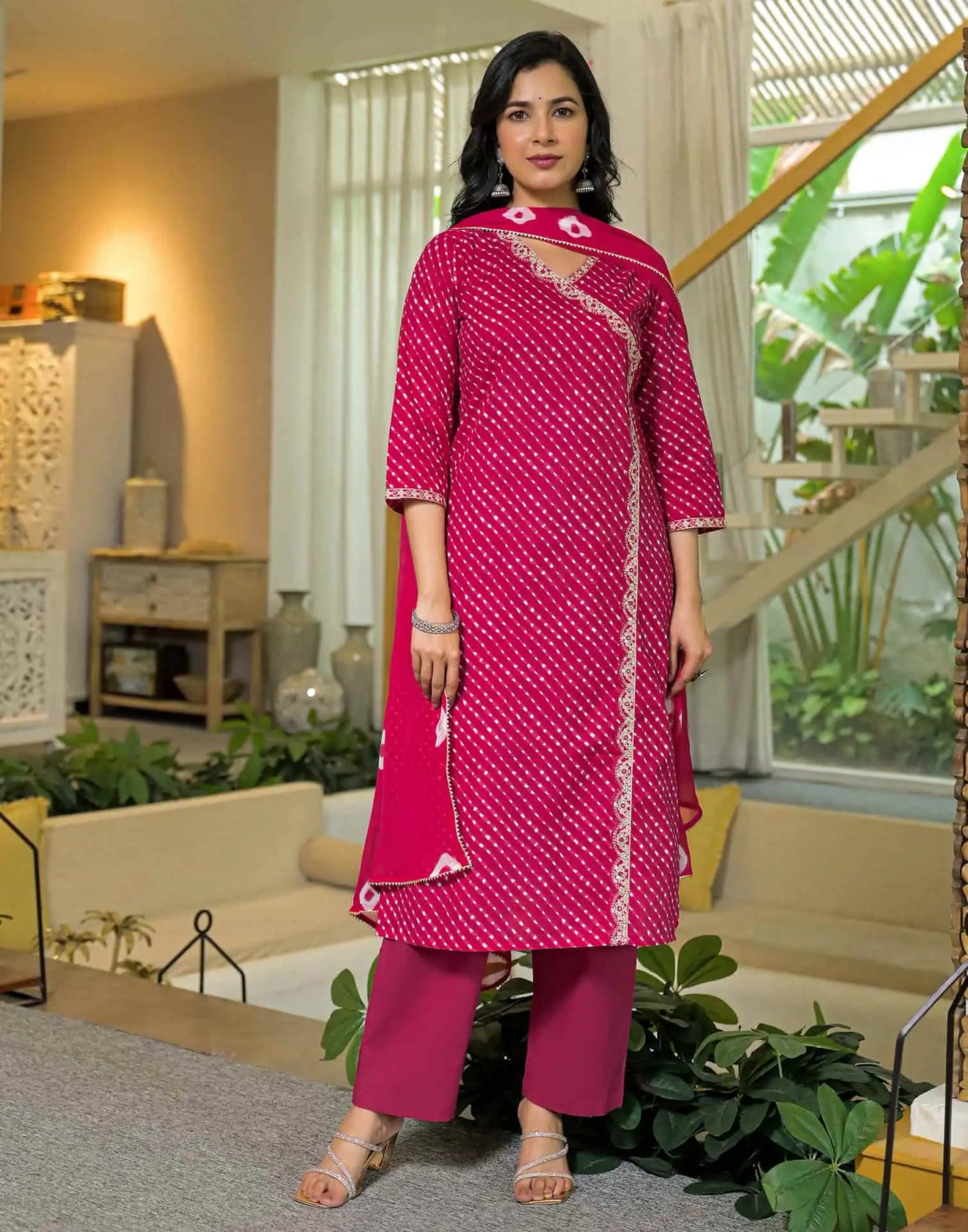 Cotton Printed Straight Kurta with Pant & Dupatta