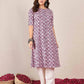 Cotton Printed A-line Round Neck Kurti