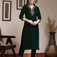 Affordable Dark Green Velvet Kurta Set with dupatta 