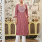 Cotton Embroidered Straight Kurti