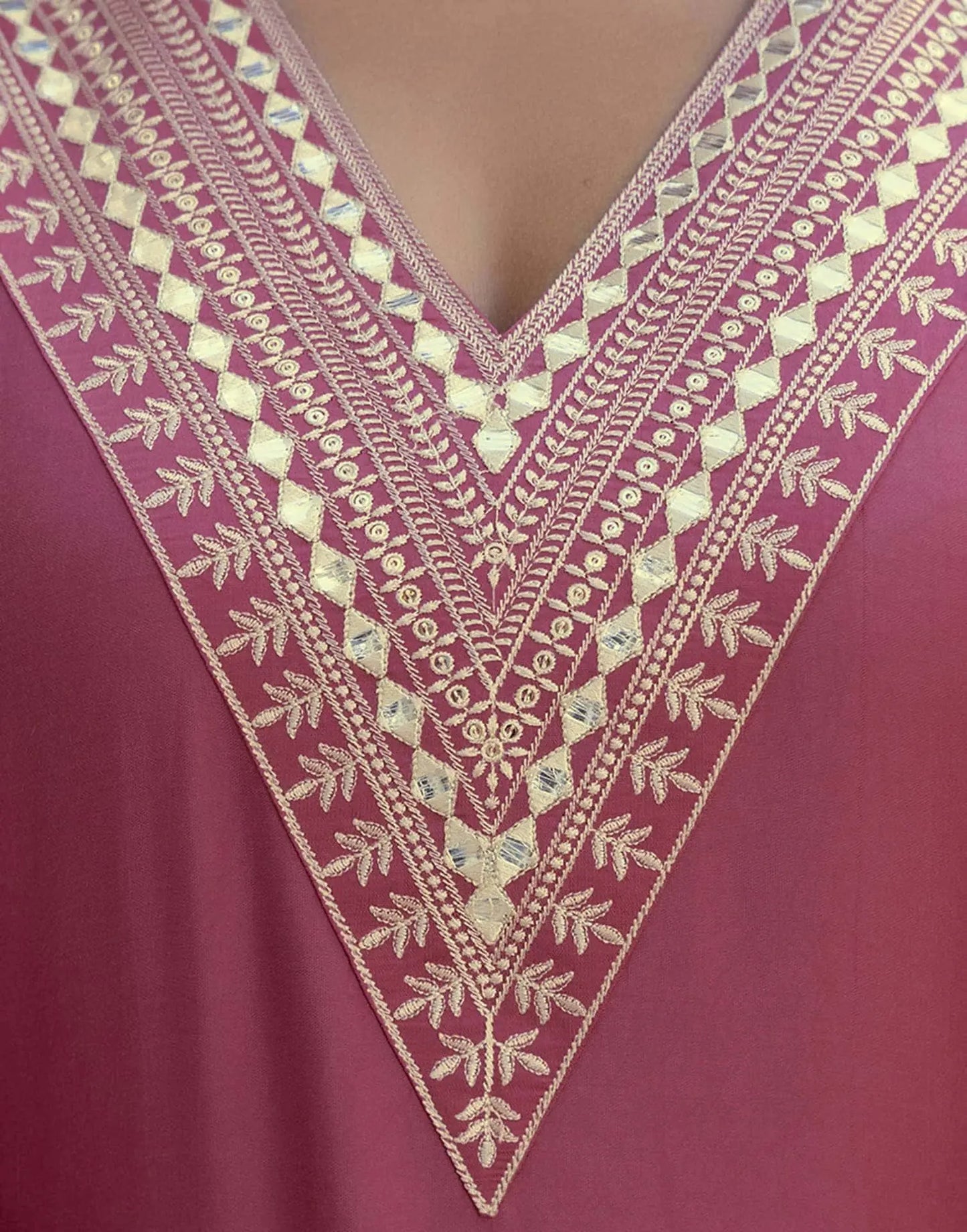 Silk Embroidery, Sequins Work and Gota Patti Work Straight Kurta with Pant & Dupatta