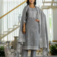 Grey Cotton Woven Straight Kurta Set with Pant & Dupatta under 1250