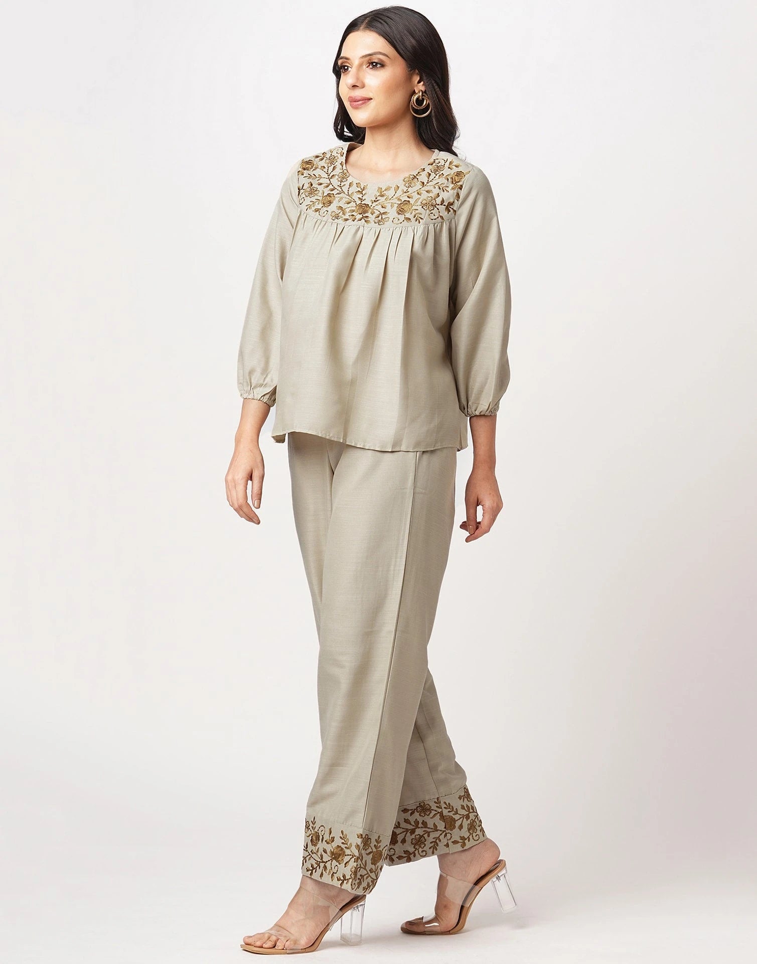 Affordable Beige cotton co-ord set