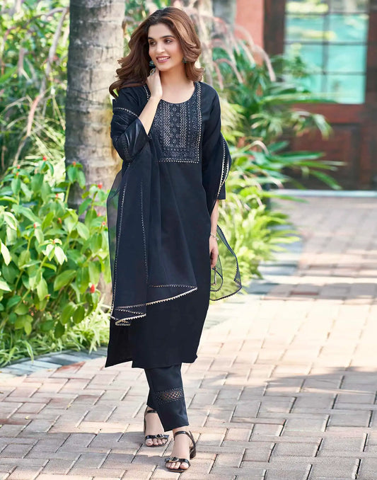 Stylish Blue Straight Kurta Pant and Dupatta for Women