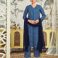 Affordable Dark Blue Bandhani Printed Rayon Kurta set with dupatta 