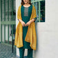 Silk Blend Embroidery Straight Kurta with Pant & Dupatta